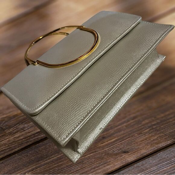 Y&S Ivory with Gold Tone Chain Shoulder Cross Body Clutch Bag - Picture 6 of 15